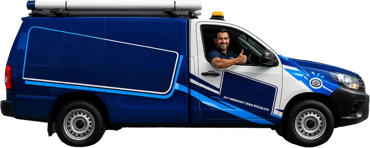 Our drain service van out on a Blair Athol job