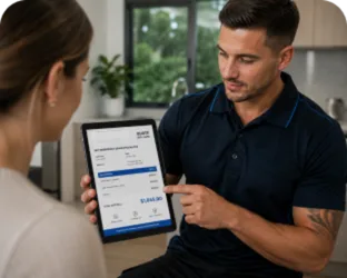 Plumber explaining a service estimate in Blair Athol